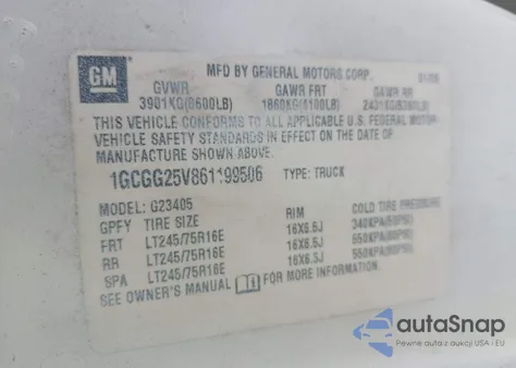 2006 Chevrolet Express Work Van из США, поврежденный, VIN 1GCGG25V861199506